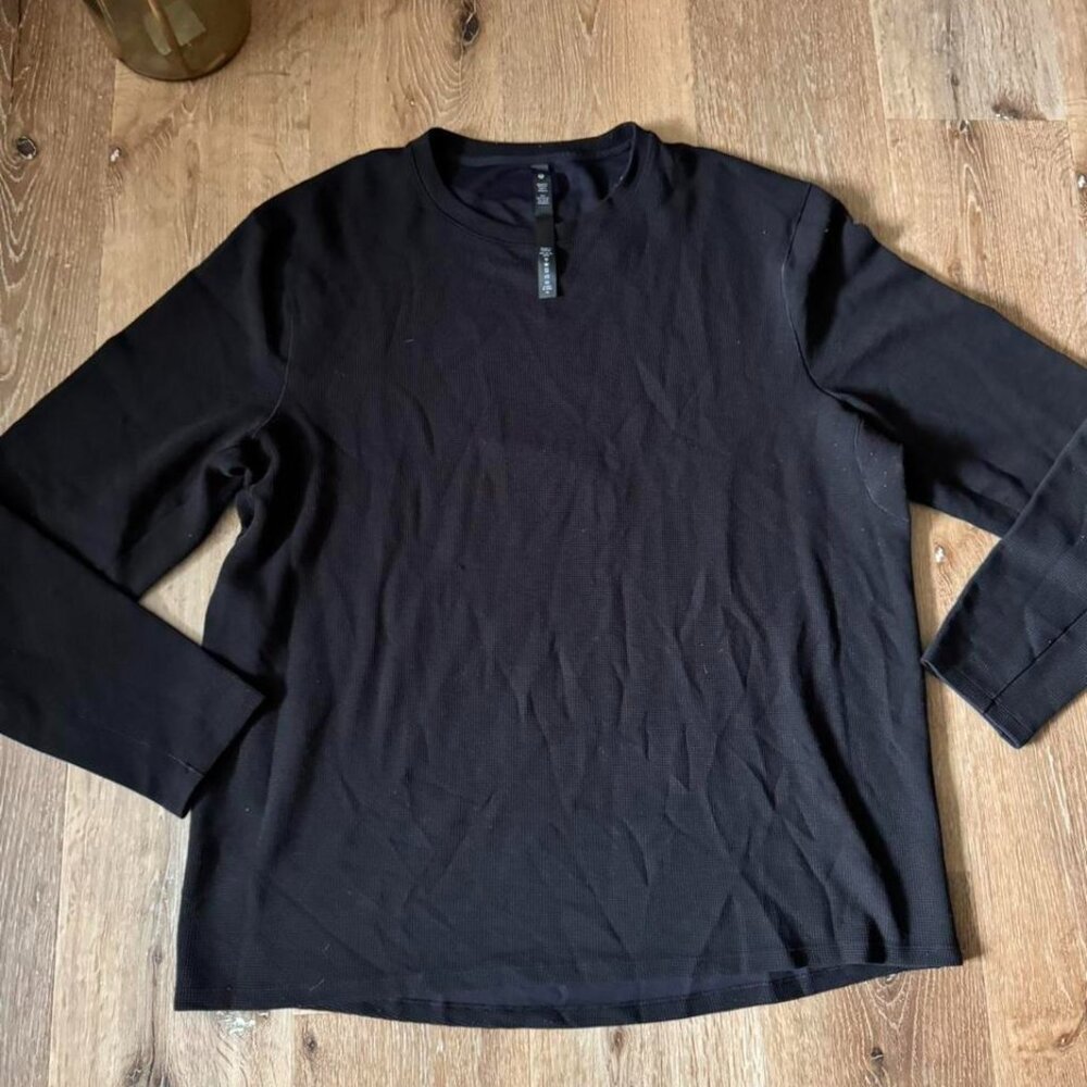 Lululemon Black Shift Stitch Crew Neck Waffle Thermal Size XXL